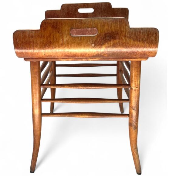 Bent Wood Stool Bench Accent Tray Ottoman Table Birdseye Maple Vanity Bench MCM - Picture 2 of 8